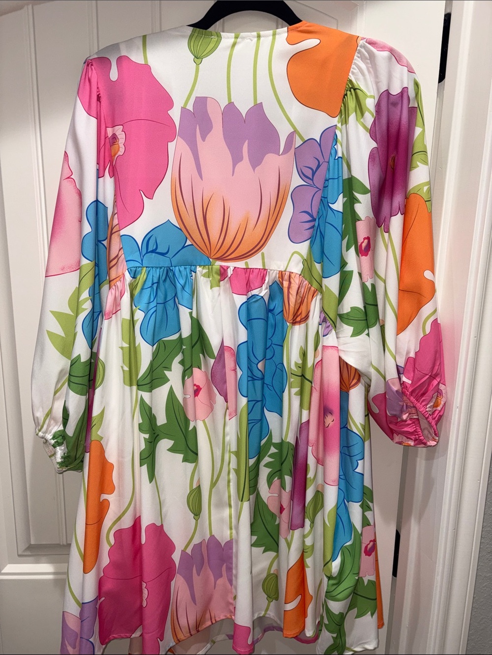 entro Multicolor Floral Tie-Front Dress in Blue, Purple, Pink - Picture 4 of 5